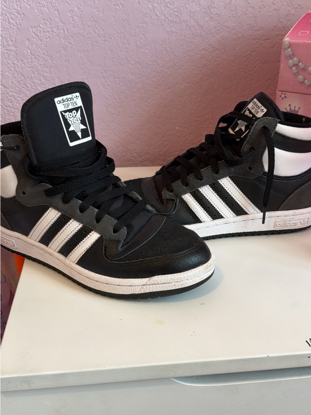 adidas Black and White High-Top Sneakers